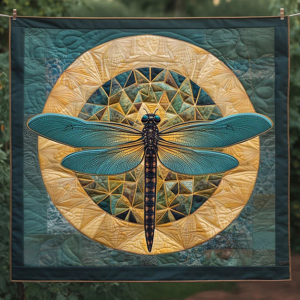 Dragonfly Radial Burst Quilt Blanket
