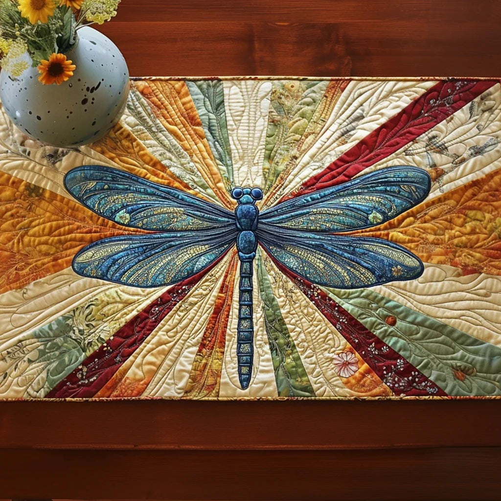 Dragonfly Rustic Charm Quilted Table Runner