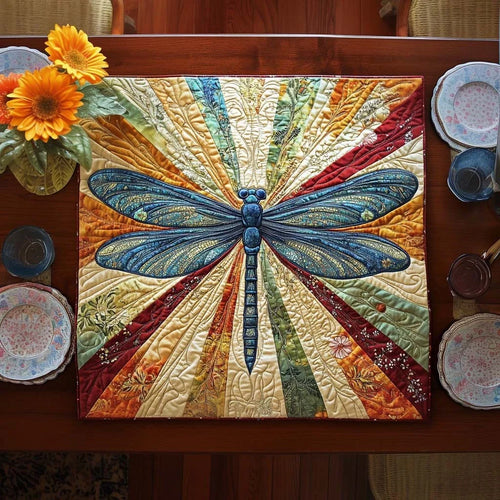 Dragonfly Rustic Charm Quilted Table Topper