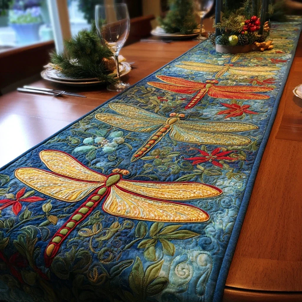 Dragonfly Sky Quilted Table Runner