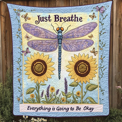 Dragonfly Sunflower Breeze Quilt Blanket
