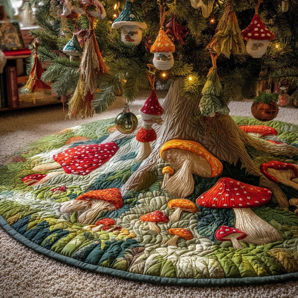 Dreaming Woods Christmas Quilted Tree Skirt