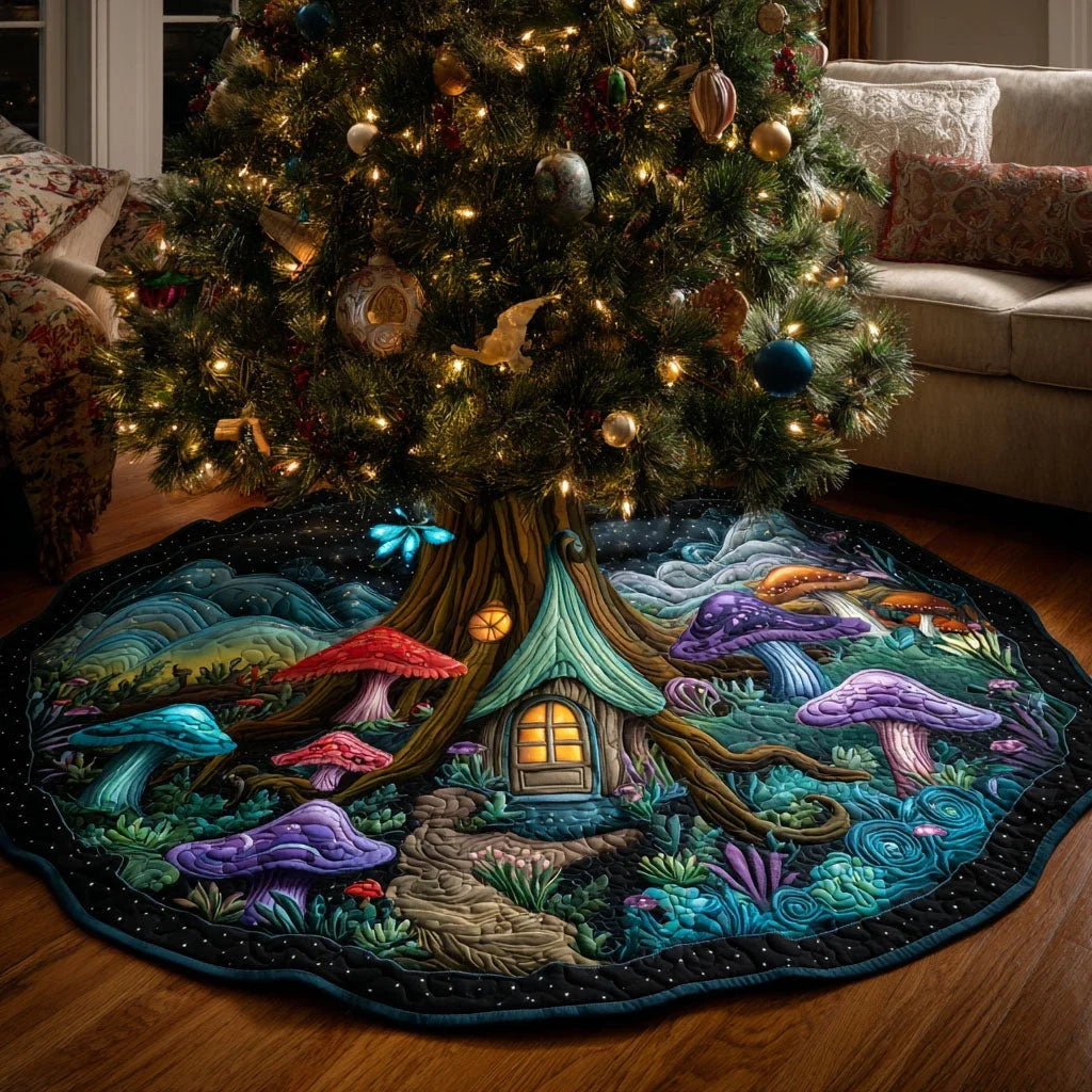 Dreamlight Cabin Christmas Quilted Tree Skirt