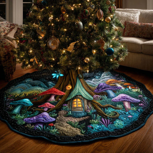 Dreamlight Cabin Christmas Quilted Tree Skirt