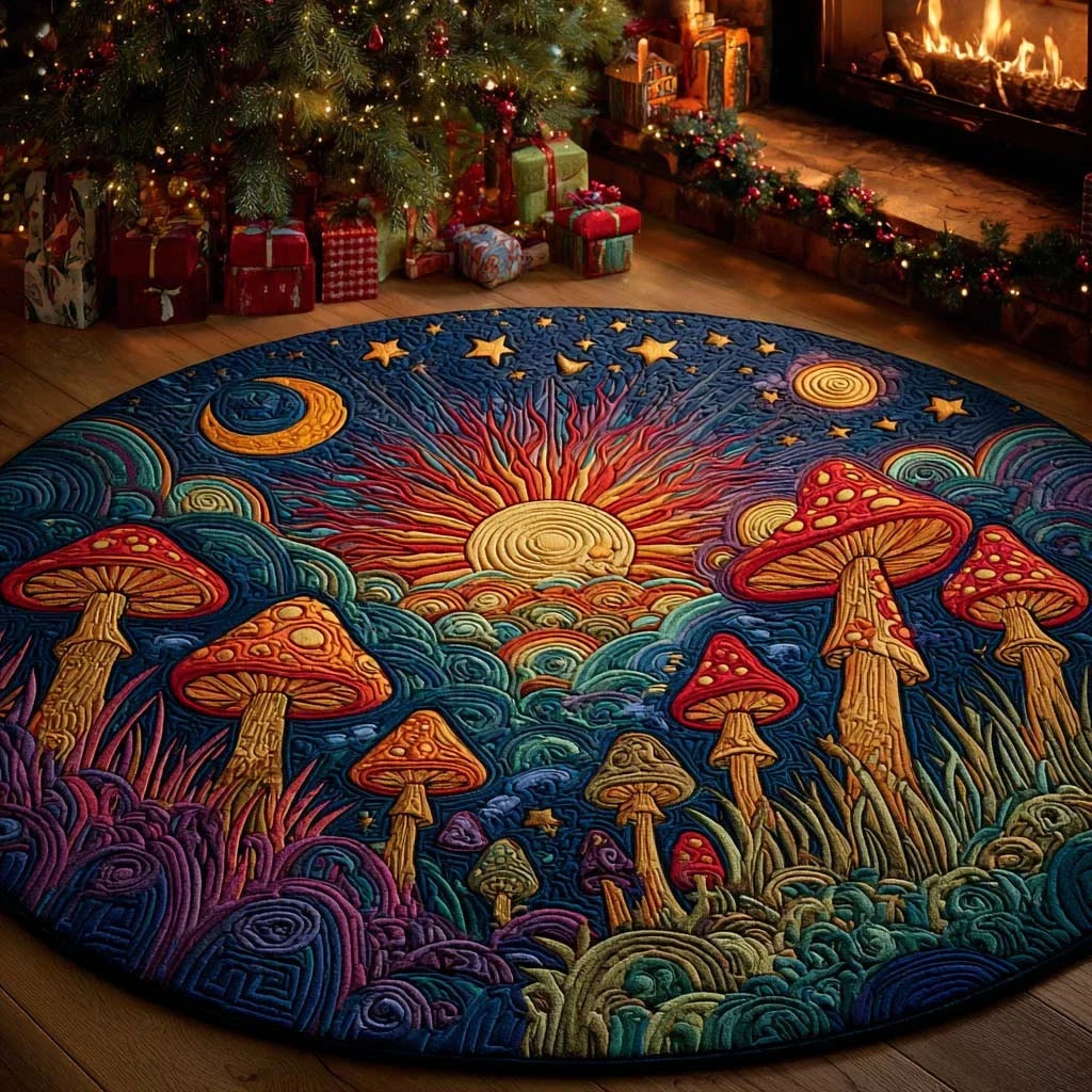 Dreamscape Mushroom Quilted Round Mat