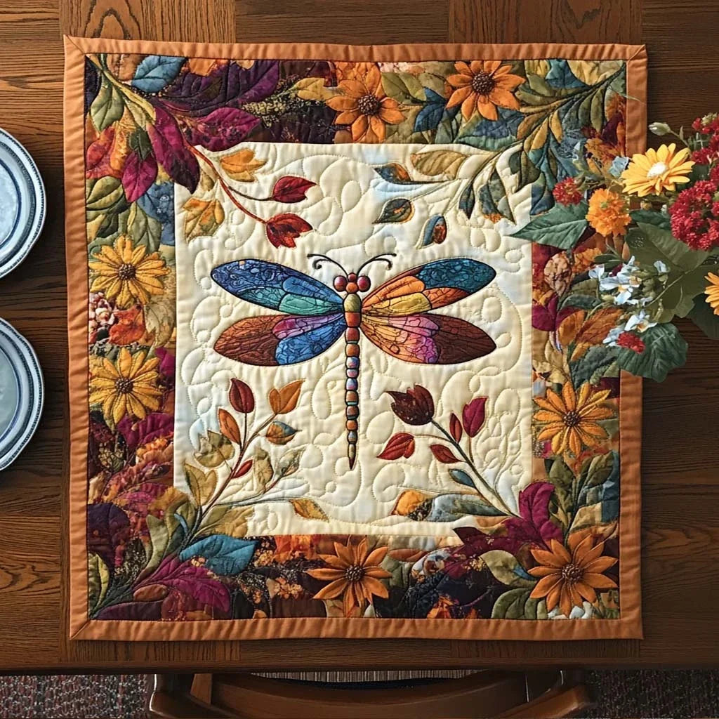 Dreamy Dragonfly Meadow Quilted Table Topper