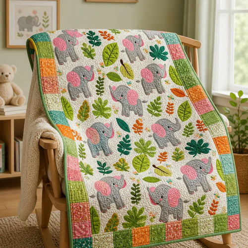 Dreamy Elephant Quilt Blanket - Quilted Blanket by Wild and Way