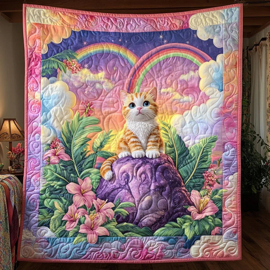 Dreamy Fantasy Cat Quilt Blanket