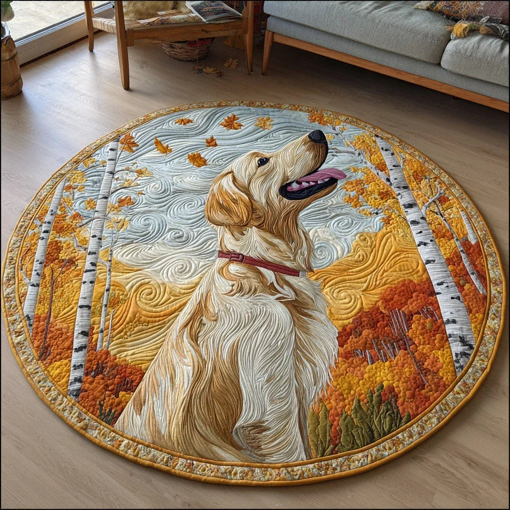 Dreamy Golden Retriever Quilted Round Mat