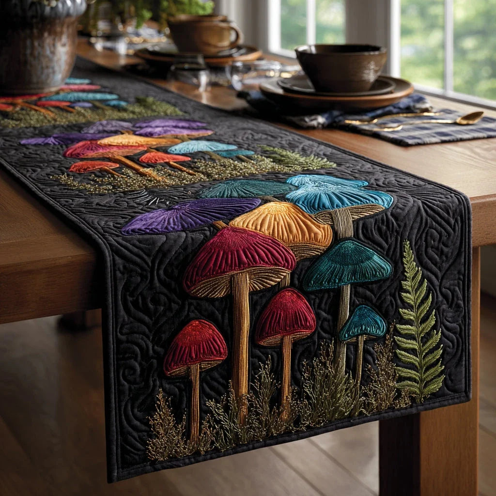 Dreamy Mushrooms Quilted Table Runner