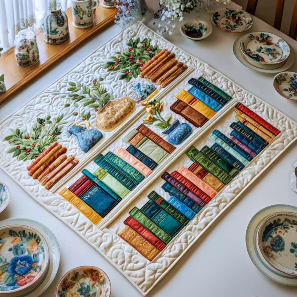 Dreamy Reading Time Quilted Table Topper