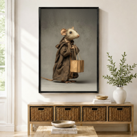 Whimsical Mouse Shopper Framed Canvas Art Wall Art