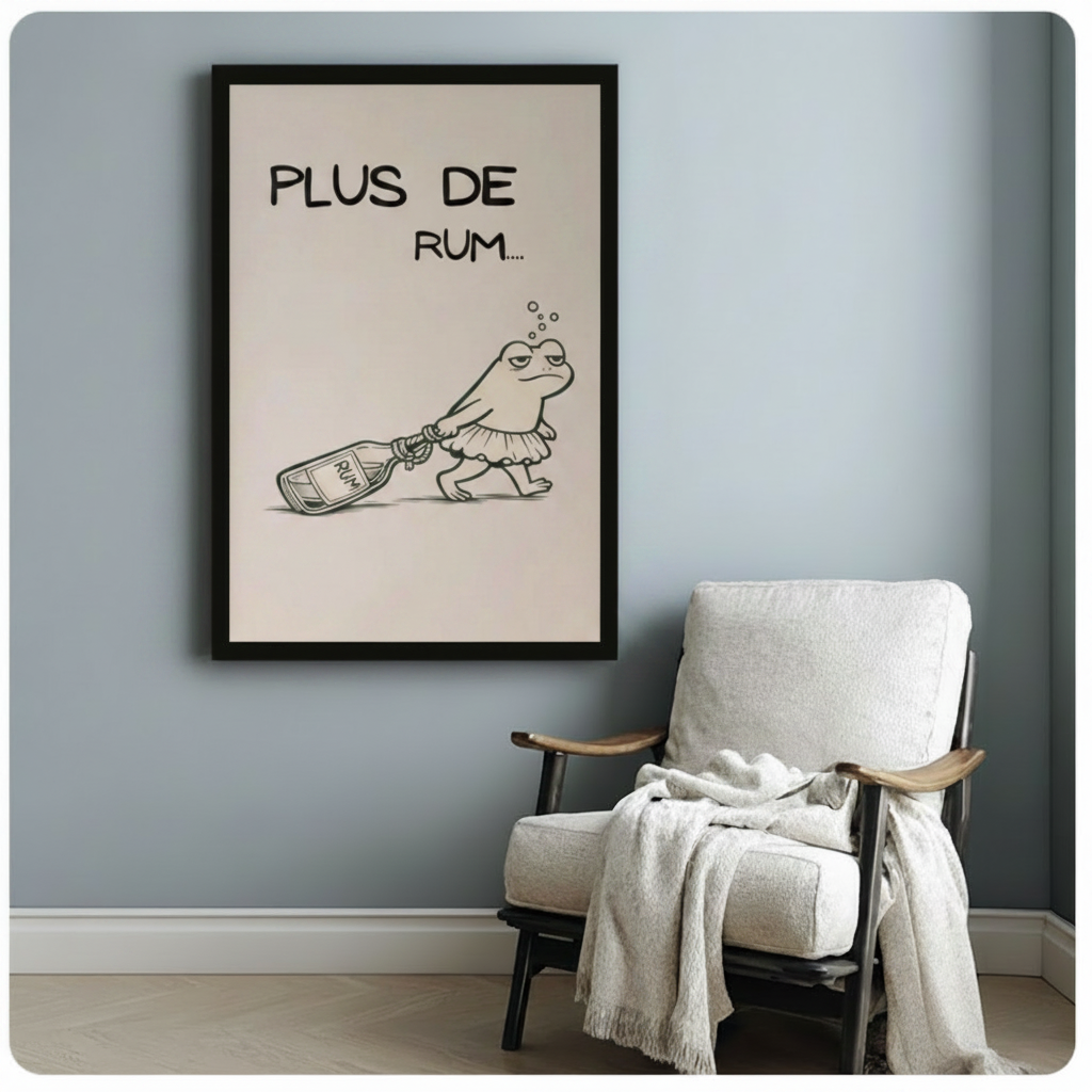 Funny Frog Rum Minimalist Canvas Art Wall Art