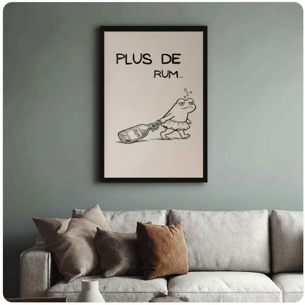 Funny Frog Rum Minimalist Canvas Art Wall Art