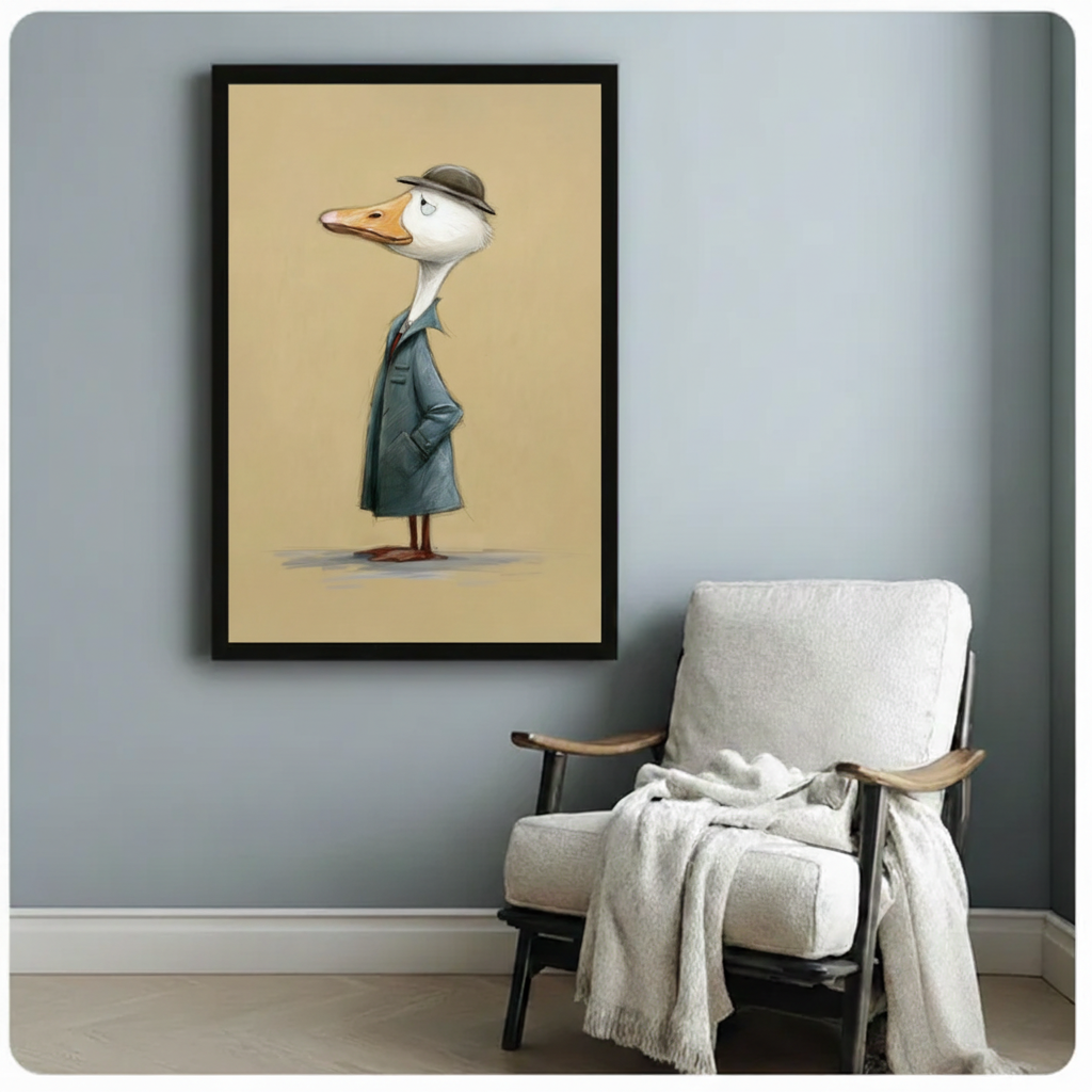 Dapper Duck Detective Funny Canvas Wall Art