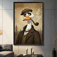 Vintage Detective Duck Framed Canvas Wall Art