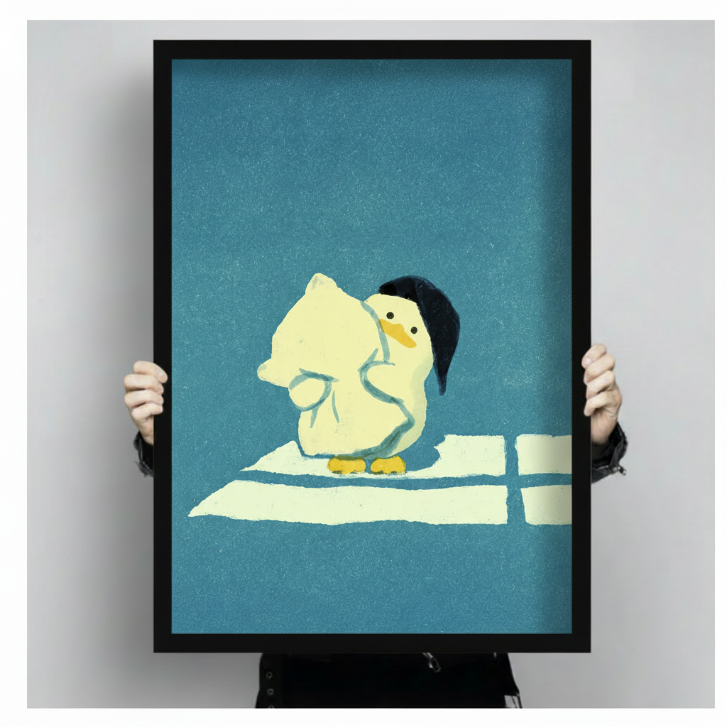 Cozy Duck Hug Cute Canvas Wall Art