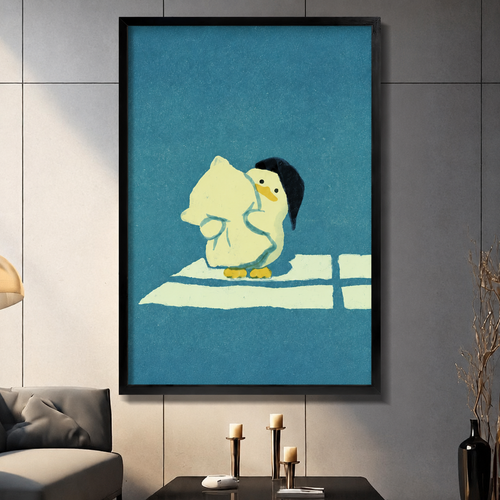Cozy Duck Hug Cute Canvas Wall Art