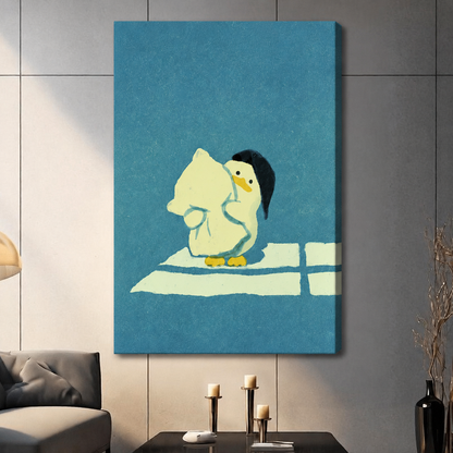 Cozy Duck Hug Cute Canvas Wall Art