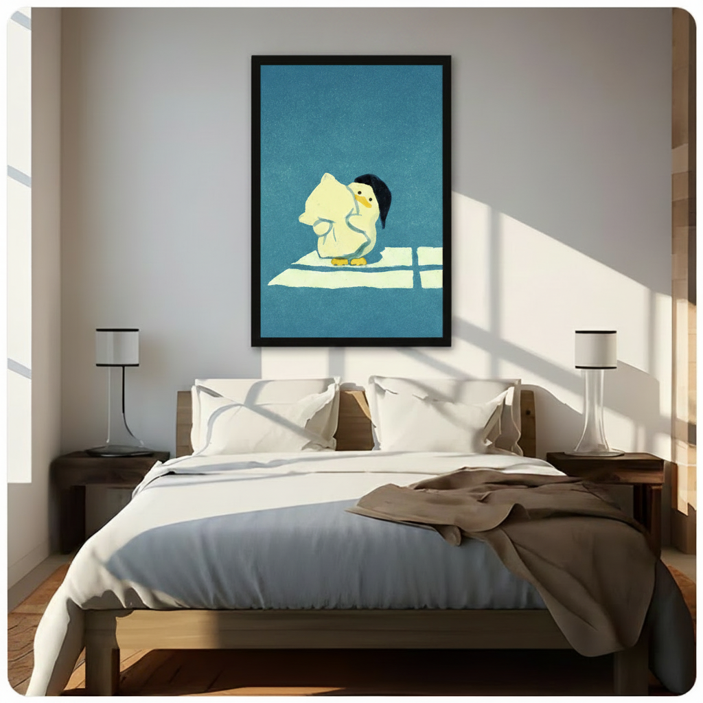 Cozy Duck Hug Cute Canvas Wall Art