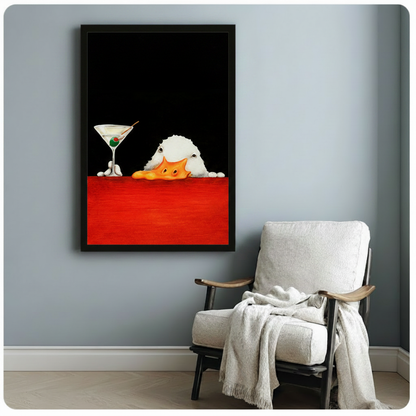 Funny Duck Martini Dark Canvas Wall Art