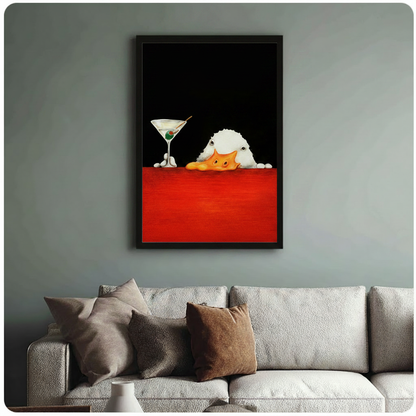 Funny Duck Martini Dark Canvas Wall Art