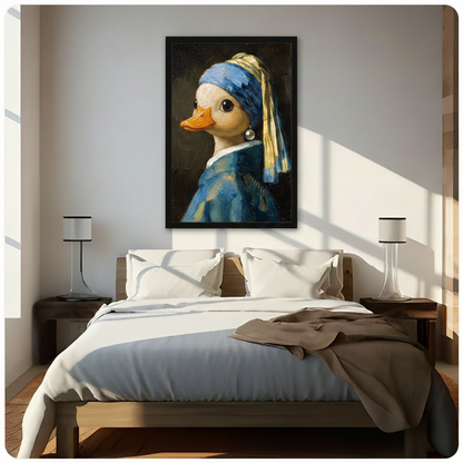 Duck with a Pearl Earring Whimsical Canvas Art