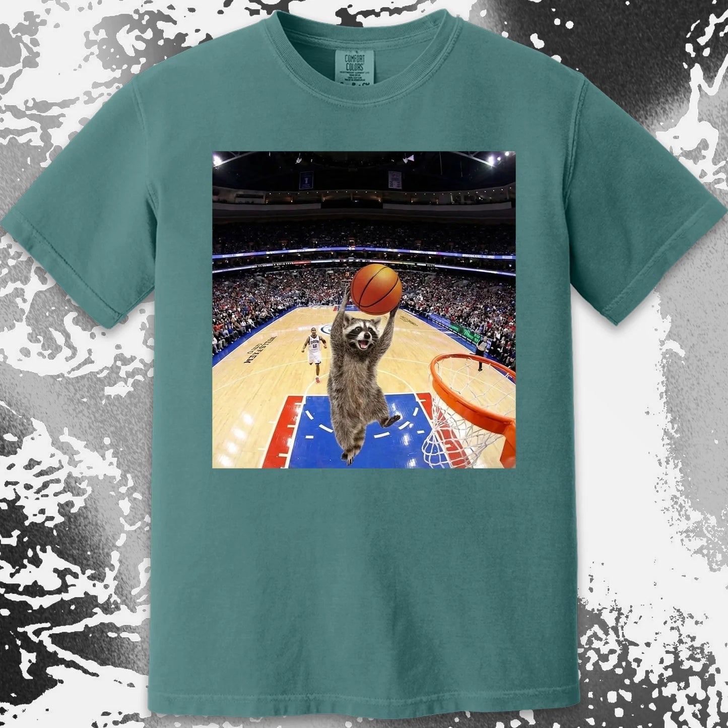 Raccoon Dunk Basketball Shirt – Flying Without Permission, funny meme tee gift (view 11)