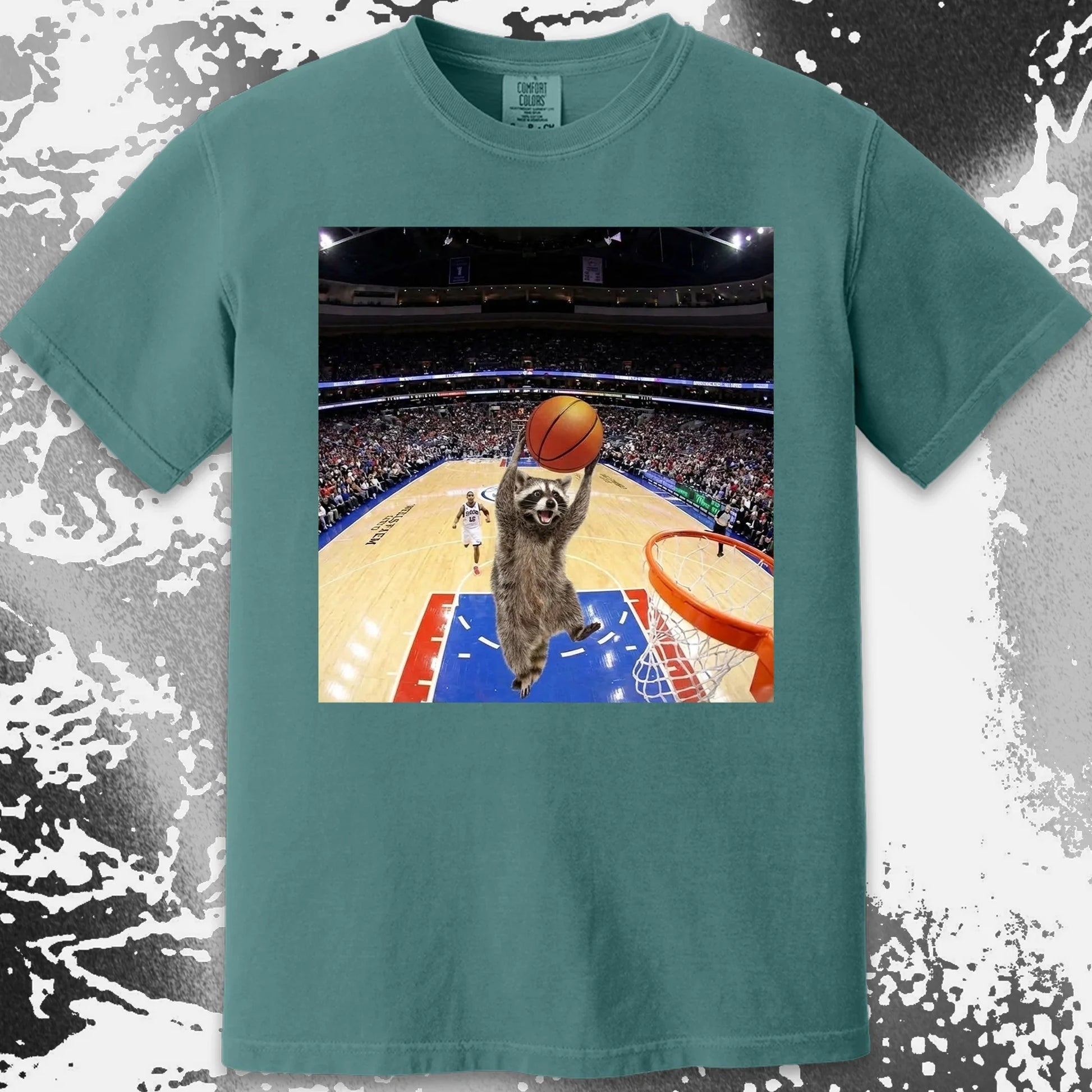 Raccoon Dunk Basketball Shirt – Flying Without Permission, funny meme tee gift (view 11)
