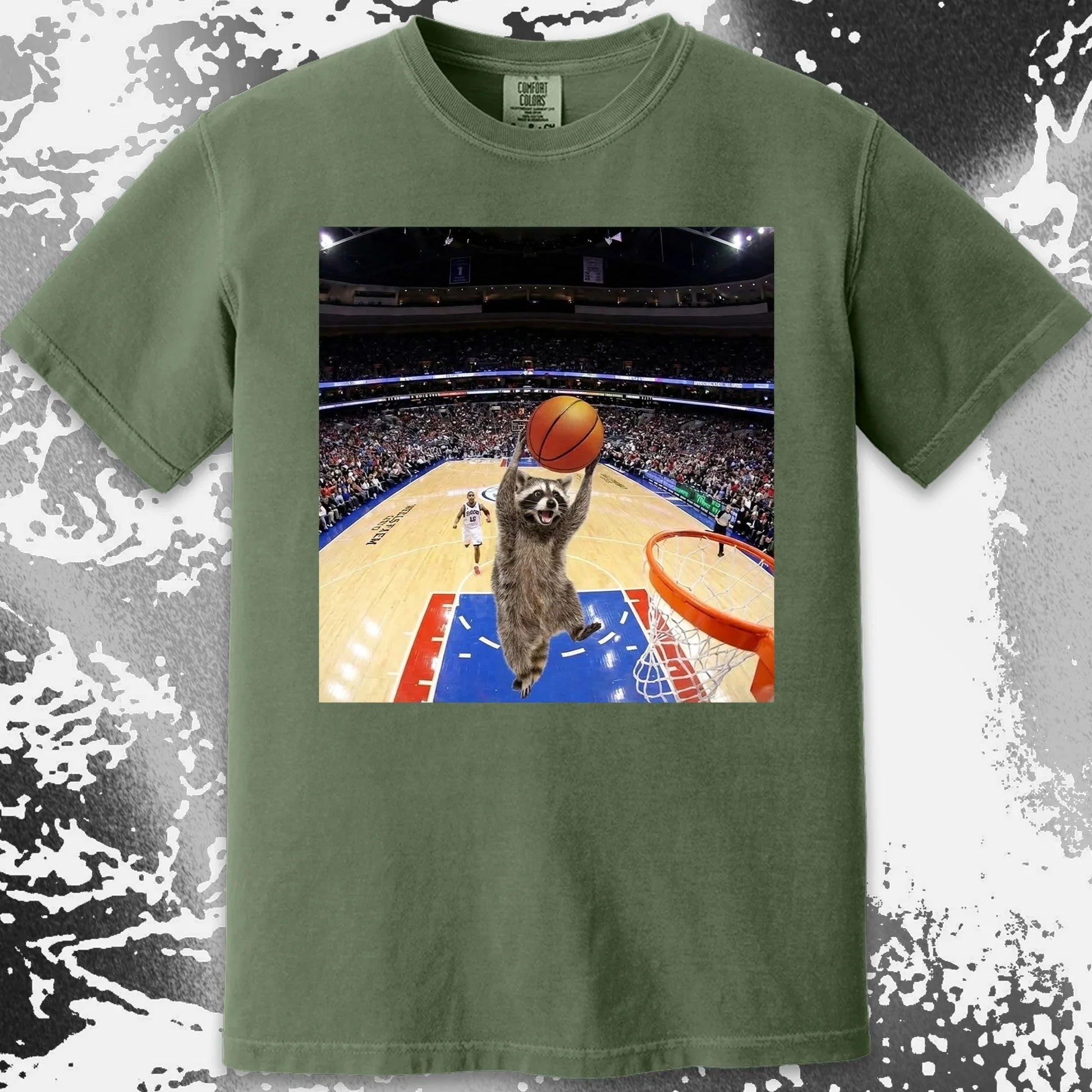 Raccoon Dunk Basketball Shirt – Flying Without Permission, funny meme tee gift (view 15)