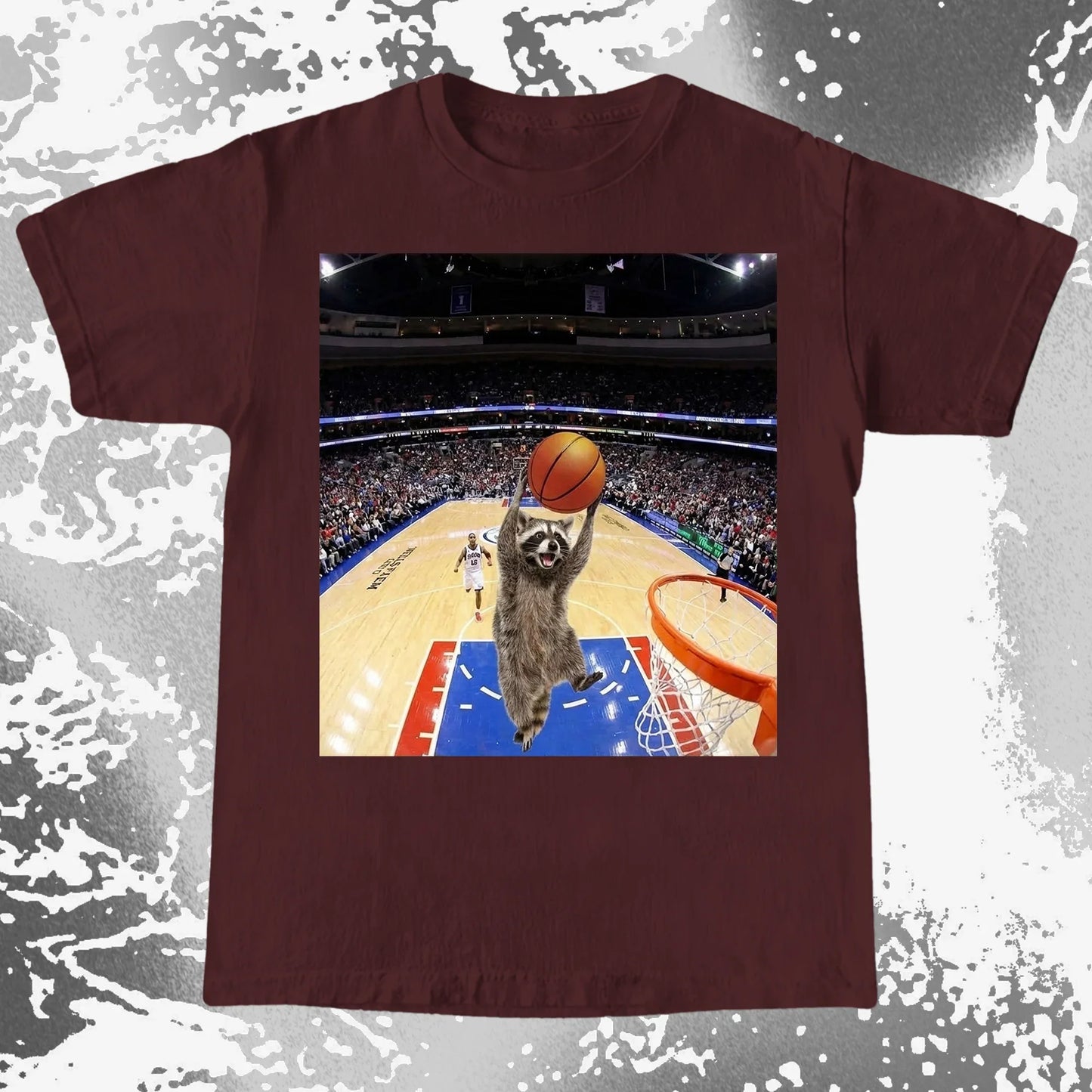 Raccoon Dunk Basketball Shirt – Flying Without Permission, funny meme tee gift (view 3)