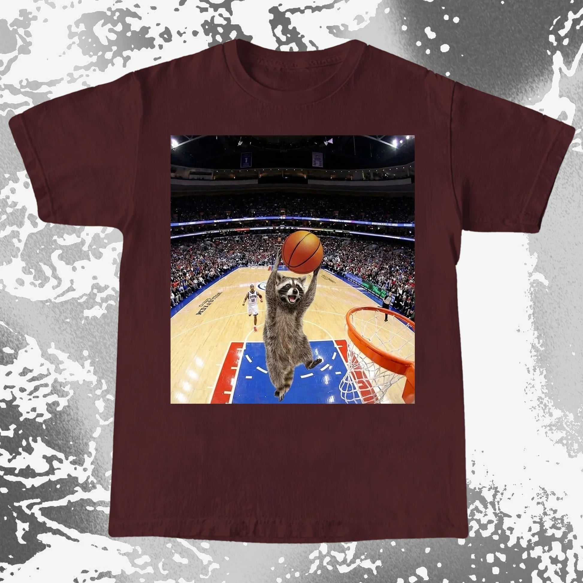 Raccoon Dunk Basketball Shirt – Flying Without Permission, funny meme tee gift (view 3)
