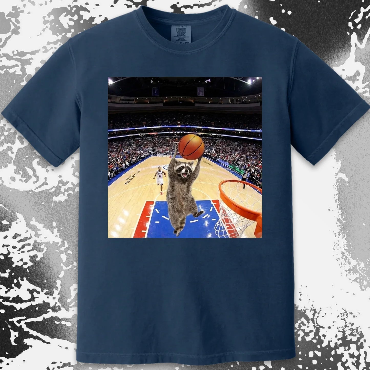 Raccoon Dunk Basketball Shirt – Flying Without Permission, funny meme tee gift (view 7)