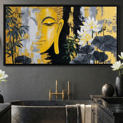 Golden Buddha Lotus Harmony Canvas Wall Art