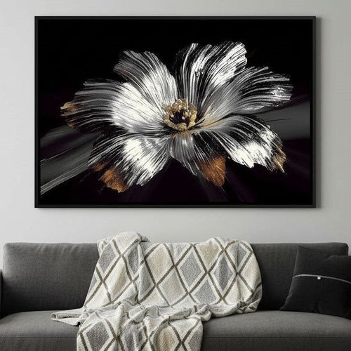 Silver Harvest Petals Radiance Canvas Wall Art