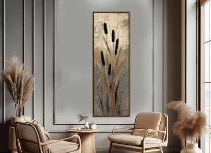 Cattails Abstract Art Canvas Print, Nature Print, Rustic Wall Decor, Framed and Ready to Hang