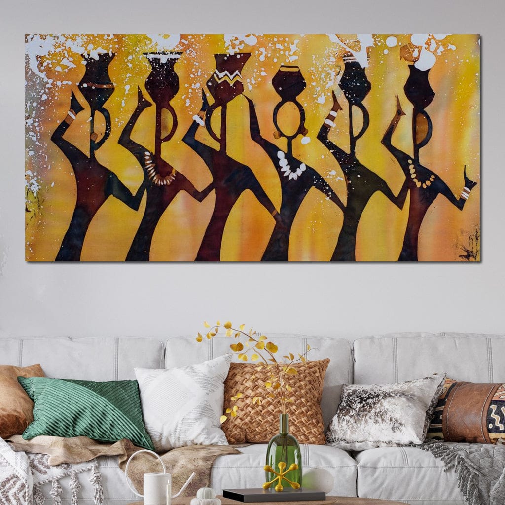 African Women with Jars Canvas Wall Art