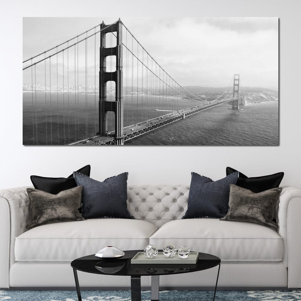 Golden Gate Bridge in Black & White Canvas Wall Art