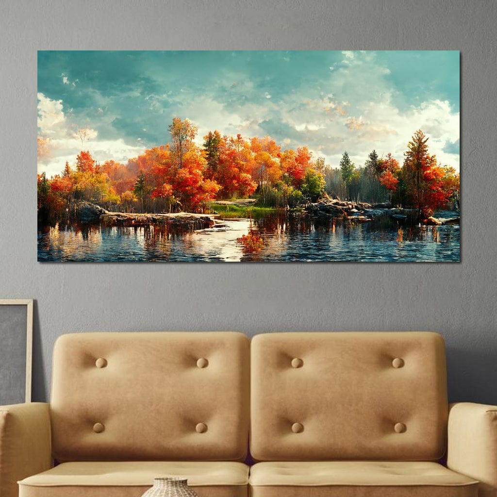 Lakefall Landscape Canvas Wall Art