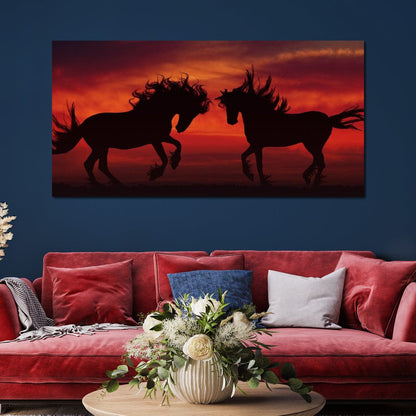 Stallion Sunset Canvas Wall Art