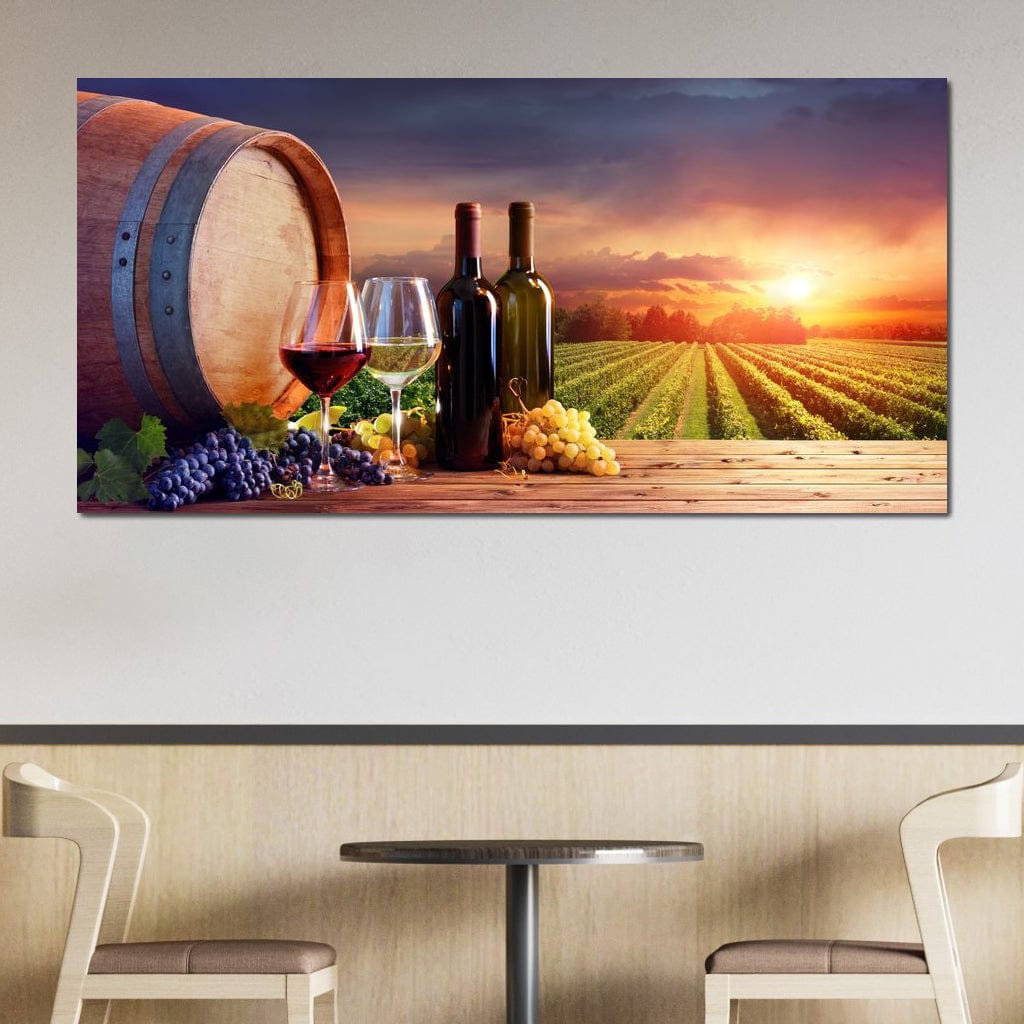 Wine Valley Sunset Canvas Wall Art