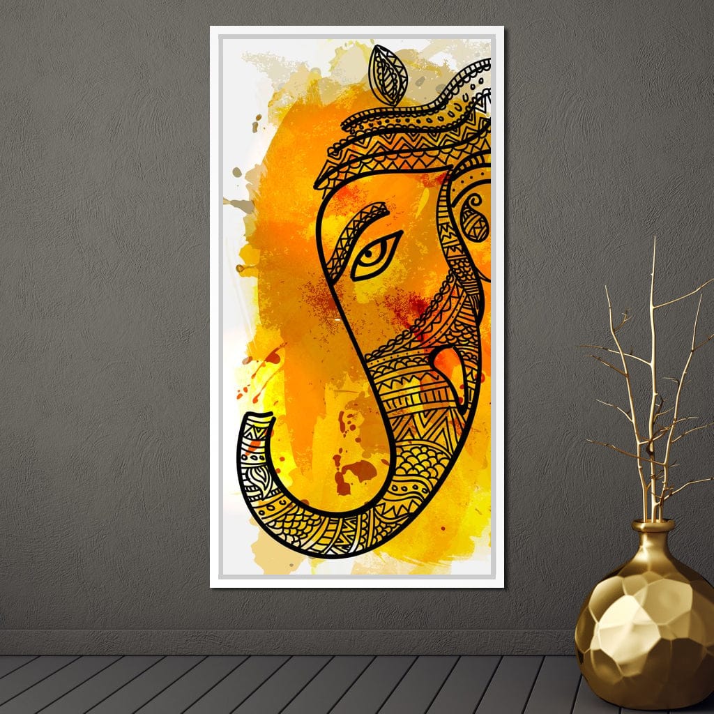 Lord Ganesha in Yellow Canvas Wall Art
