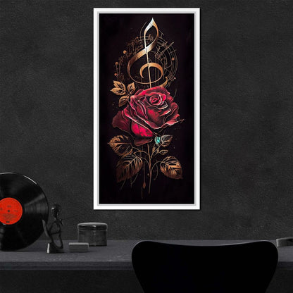 Red Rose & Musical Notes Canvas Wall Art