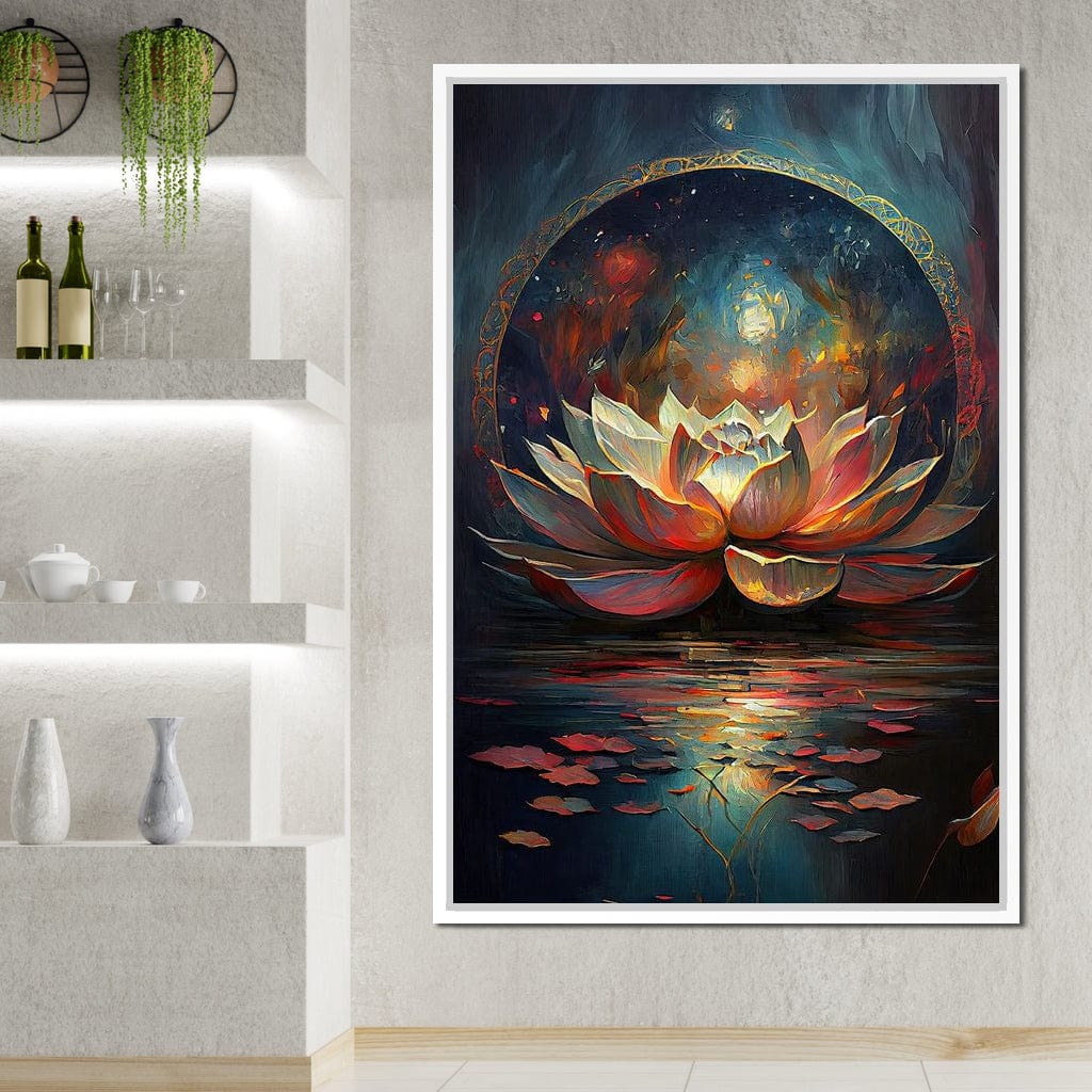 Midnight Lotus Flower Canvas Wall Art
