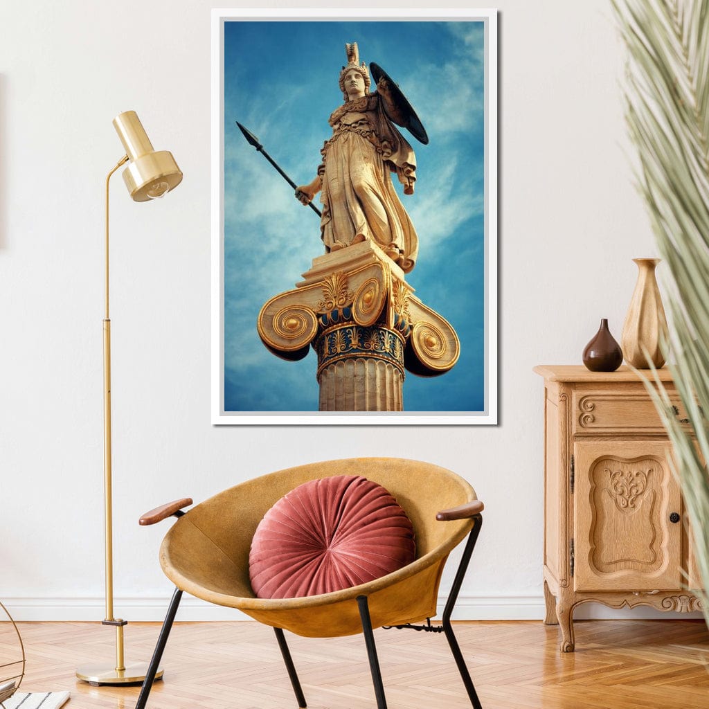 Athena Statue in Athens Canvas Wall Art