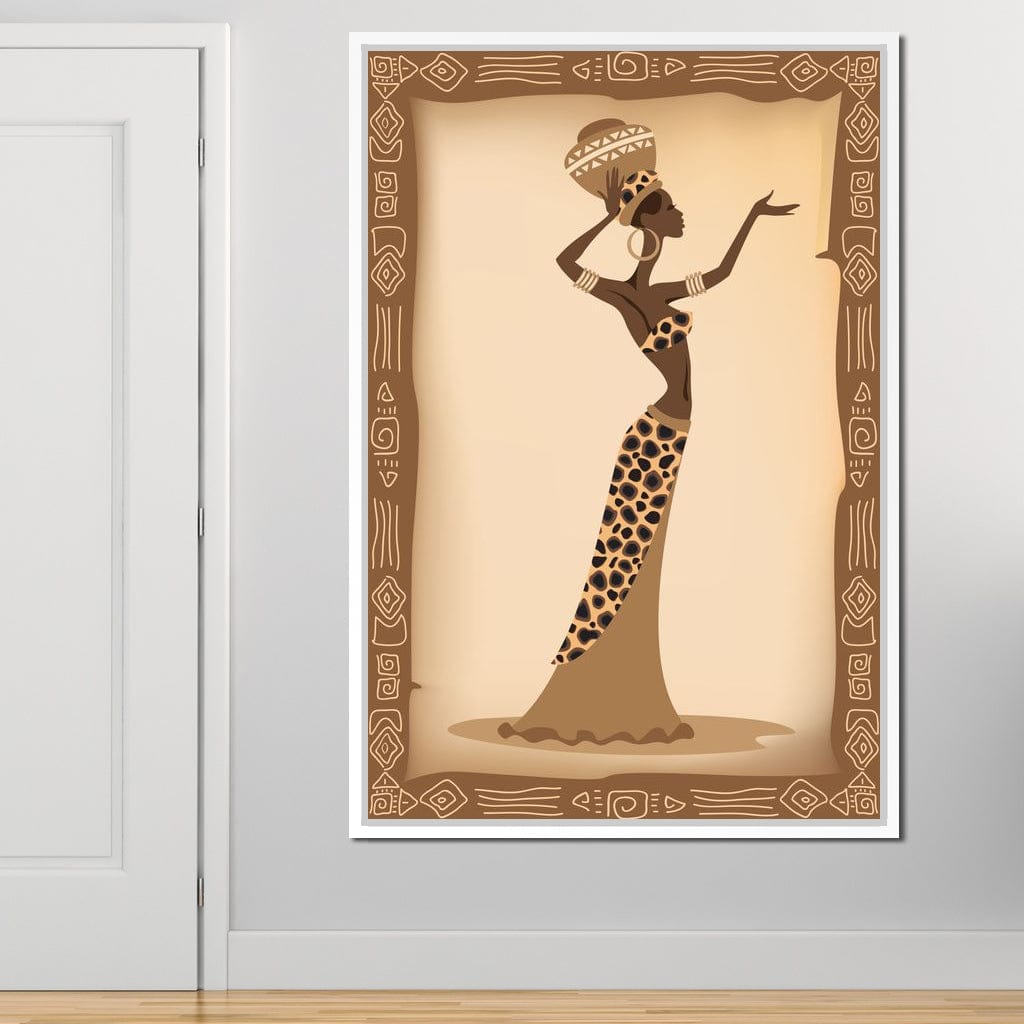 Traditional African Woman With Leopard Dress Canvas Wall Art