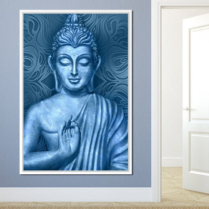 Blue Meditating Buddha Canvas Wall Art