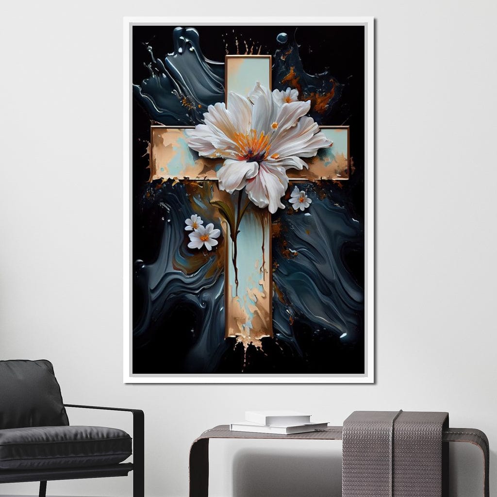 Floral Cross 02 Canvas Wall Art