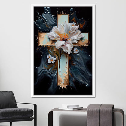 Floral Cross 02 Canvas Wall Art