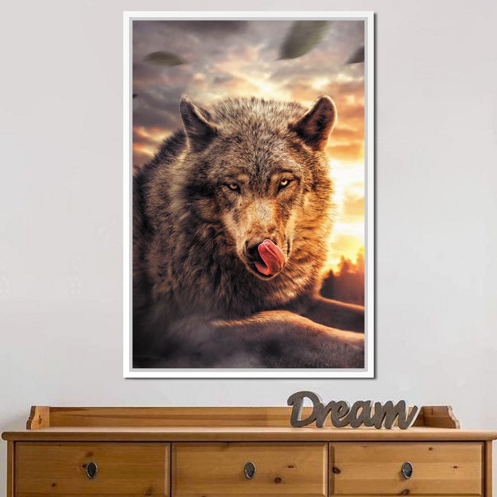 Wolf Sunset Canvas Wall Art